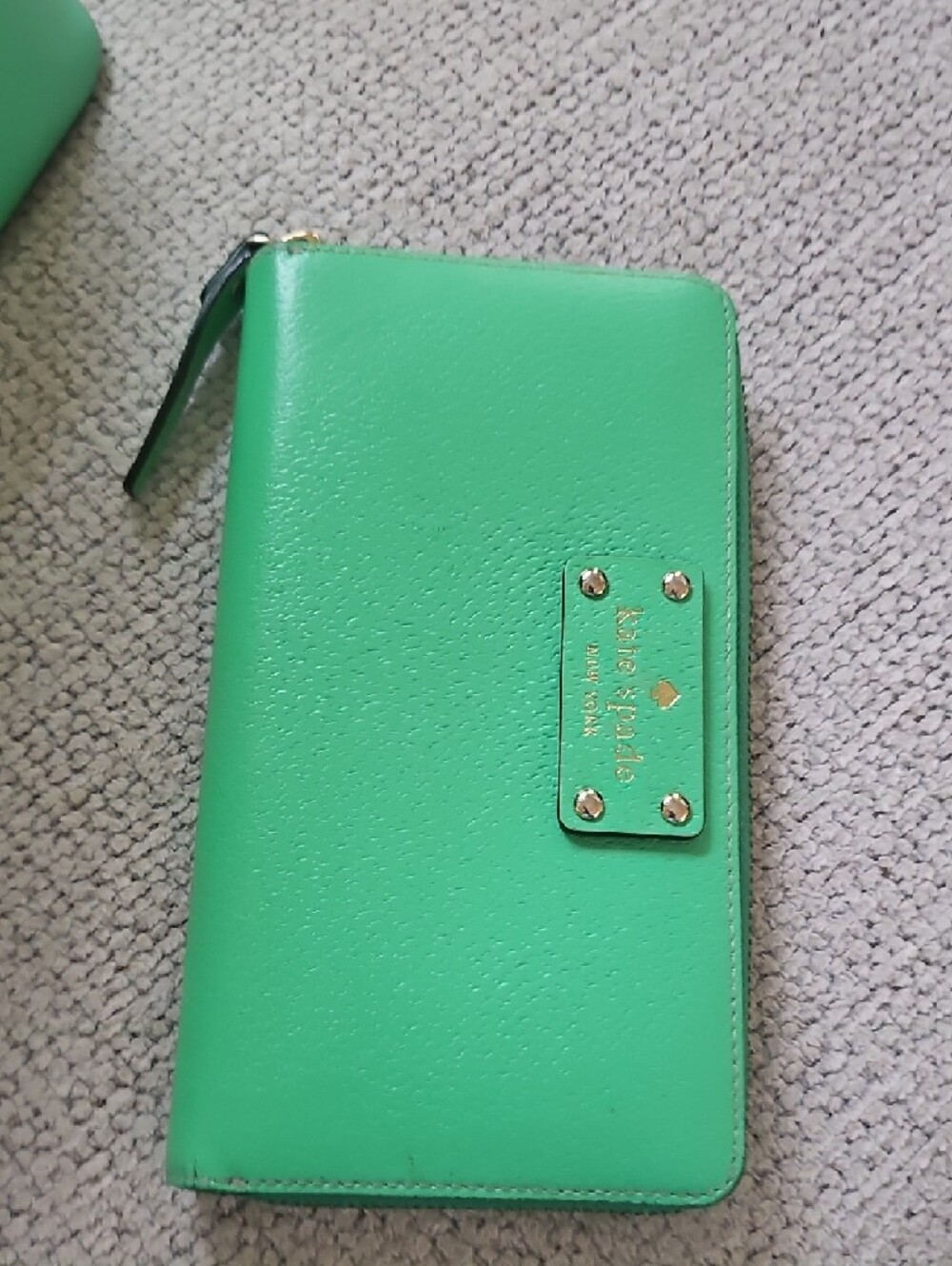 Kate Spade Green Structured Leather Satchel with Strap and Wallet - Picture 7 of 9